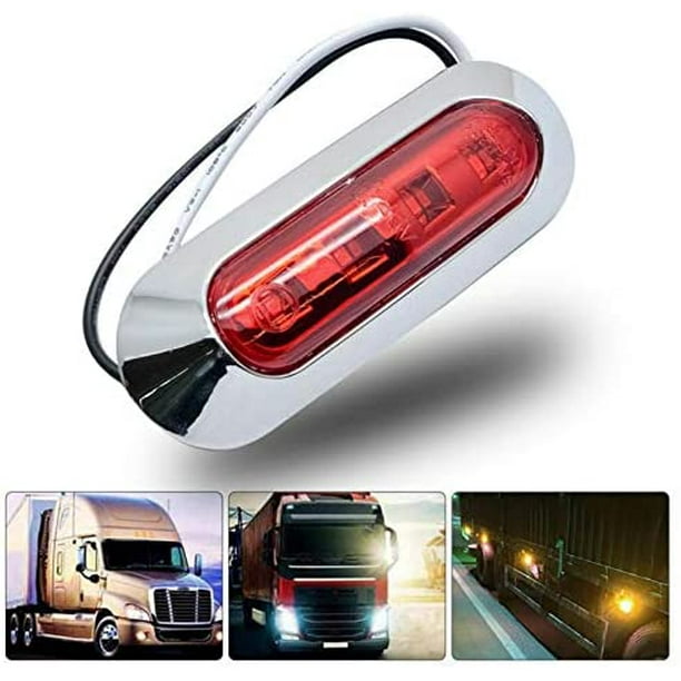 Red White 24V Side Marker LED 4x Lights Clear Lens Truck Trailer Lorry Chassis